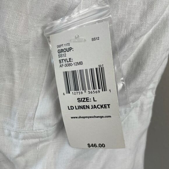 NWT Luciano Dante White Linen Jacket Top Size L - Picture 6 of 8